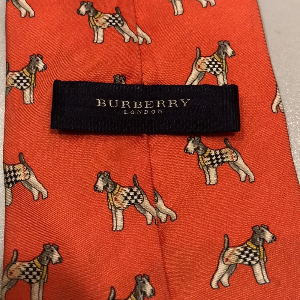 BURBERRY Tie/ Dogs/Orange - Picture 4 of 9